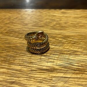 18K Gold - Bvlgari Gold and Black Chevron Ring Size 7